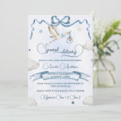 Invitation Baby shower de boîte à ruban à livraison spéciale (Debout devant)