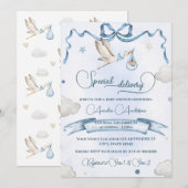 Invitation Baby shower de boîte à ruban à livraison spéciale (Devant / Derrière)