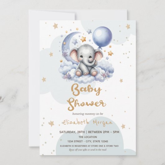 Invitation Baby shower de boîte aux lettres Teddy Bear Cloud (Devant)