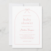Invitation Baby shower de boîte en ruban rose pâle minimalist (Devant)