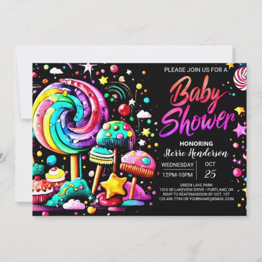 Invitation Baby shower de bonbon de Bohême (Devant)