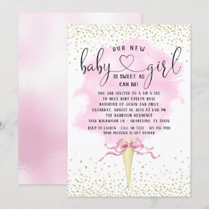 Invitation Baby shower de bonbons en coton pour les filles Si