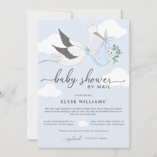 Invitation Baby shower De Bouche Bleue Par Courrier Invitatio (Devant)