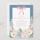 Invitation Baby shower de boue à fleurs rose doux Brunch (Devant)