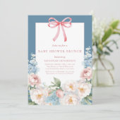 Invitation Baby shower de boue à fleurs rose doux Brunch (Debout devant)