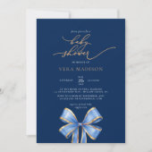 Invitation Baby shower de boue bleu aquarelle (Devant)