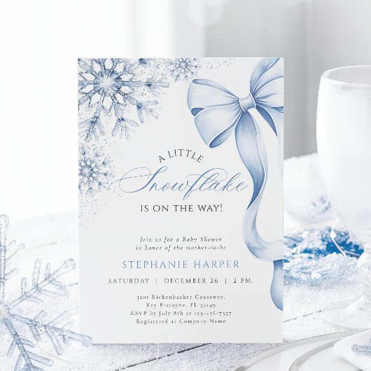 Invitation Baby shower de boue bleue Snowflake