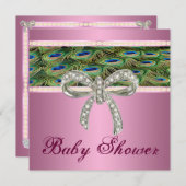 Invitation Baby shower de boue de diamant rose pao (Devant / Derrière)