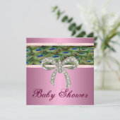 Invitation Baby shower de boue de diamant rose pao (Debout devant)