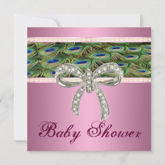 Invitation Baby shower de boue de diamant rose pao (Devant)