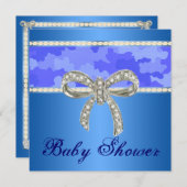 Invitation Baby shower de boue diamant Camo bleu (Devant / Derrière)