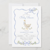 Invitation Baby shower de boue florale bleu oie (Devant)