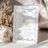 Invitation Baby shower de boue florale bleu oie