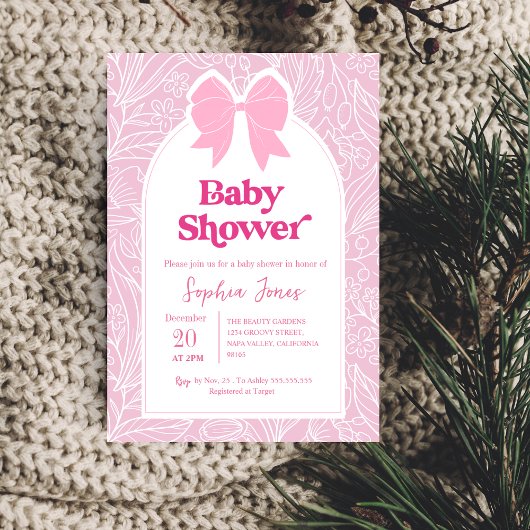 Invitation Baby shower de boue rose