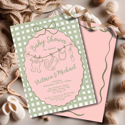Invitation Baby shower de bouho Whimsical à main