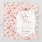 Invitation Baby shower de boule rose (Devant / Derrière)
