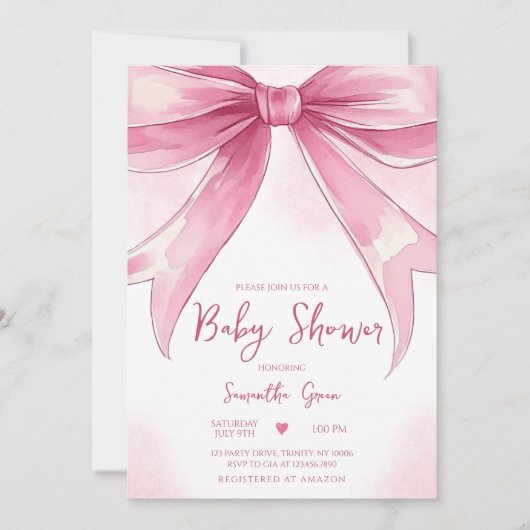Invitation Baby shower de boule rose (Devant)