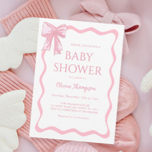 Invitation Baby shower de boule rose