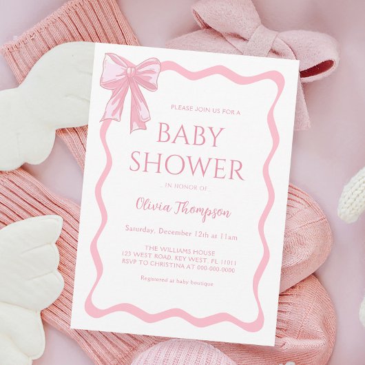 Invitation Baby shower de boule rose