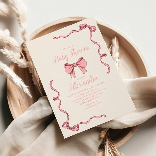 Invitation Baby shower de boule rose
