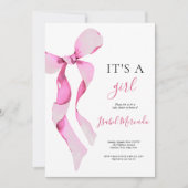 Invitation Baby shower de boule rose (Devant)