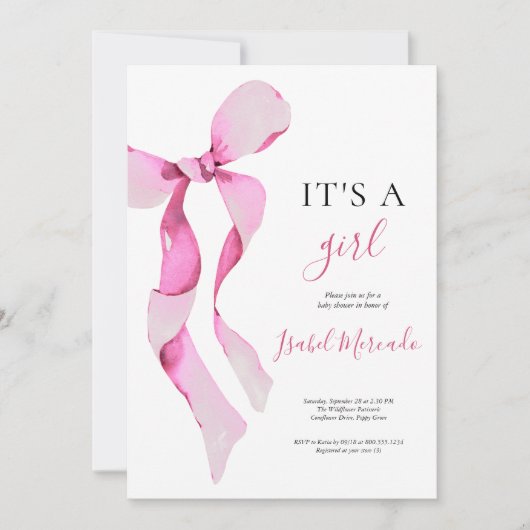 Invitation Baby shower de boule rose (Devant)