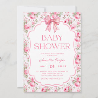 Invitation Baby shower de boule rose