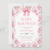 Invitation Baby shower de boule rose (Devant)