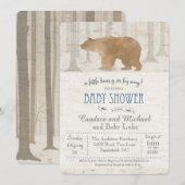 Invitation Baby shower de bouleau d'ours (Devant / Derrière)