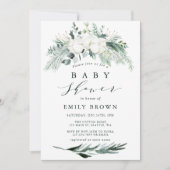 Invitation Baby shower de bouquet de fleurs à feuillage persi (Devant)