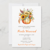 Invitation Baby shower de bouquet de fleurs citrouilles (Devant)