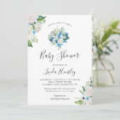 Invitation Baby shower de bouquet floral bleu bleu Sage (Debout devant)