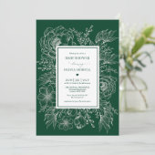 Invitation Baby shower de bouquet floral Boho Emerald moderne (Debout devant)