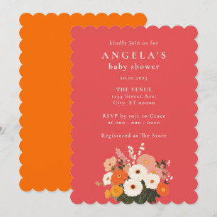Invitation Baby shower de bouquet floral peint en gras