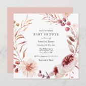 Invitation Baby shower de Bourgogne d'automne (Devant / Derrière)