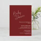 Invitation Baby shower de Bourgogne manuscrit moderne (Debout devant)