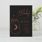 Invitation Baby shower de bouteille mystique et céleste noire (Debout devant)