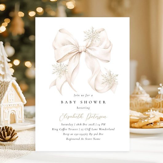 Invitation Baby shower de Bow Beige Winter