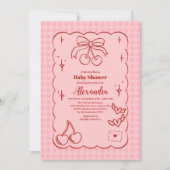 Invitation Baby shower de bow cerise Doodle (Devant)