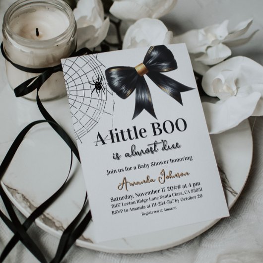 Invitation Baby shower de Bow Noir Halloween Little Boo Web