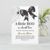 Invitation Baby shower de Bow Noir Halloween Little Boo Web (Debout devant)