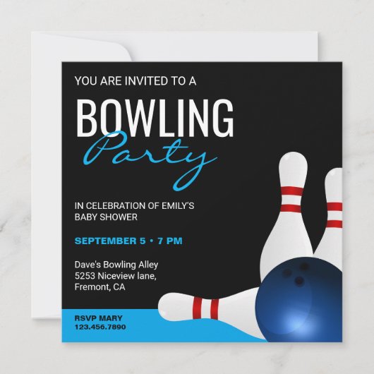Invitation Baby shower de bowling moderne (Devant)