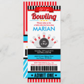 Invitation Baby shower de Bowling Ticket Pass (Devant / Derrière)