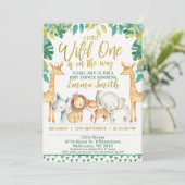 Invitation Baby shower de Boys Wild One Safari Jun (Debout devant)