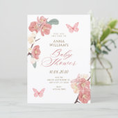 Invitation Baby shower de branche florale (Debout devant)