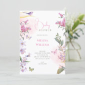 Invitation Baby shower de branche florale (Debout devant)