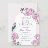 Invitation Baby shower de branche florale violette (Devant)