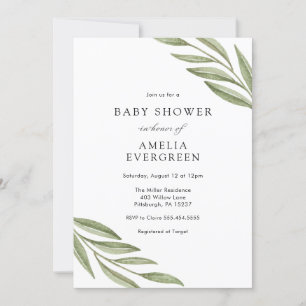 Invitation Baby shower de branches vertes simples