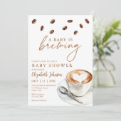 Invitation Baby shower de brassage de café photo Code QR (Debout devant)