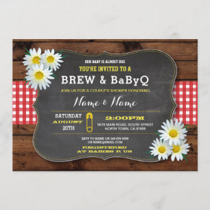 Invitation Baby shower de brasserie et BABYQ rouge chèque